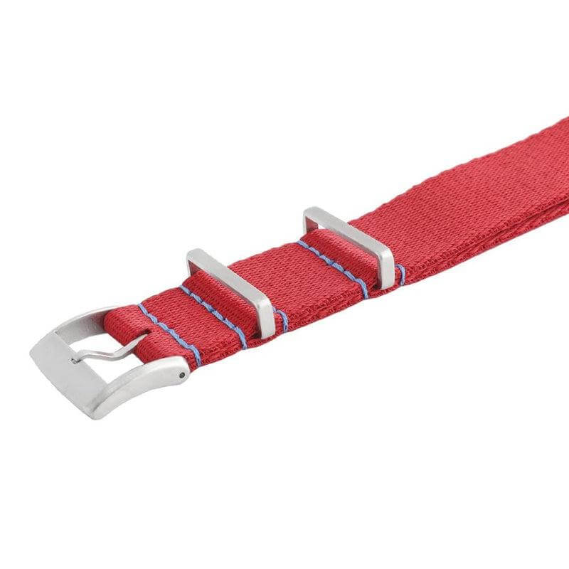 Premium Red Nylon Military Watch Strap with Light Blue Stitches - Image 5