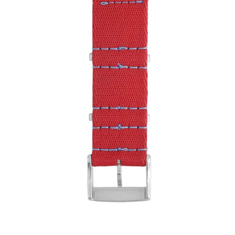 Premium Red Nylon Military Watch Strap with Light Blue Stitches - Image 6