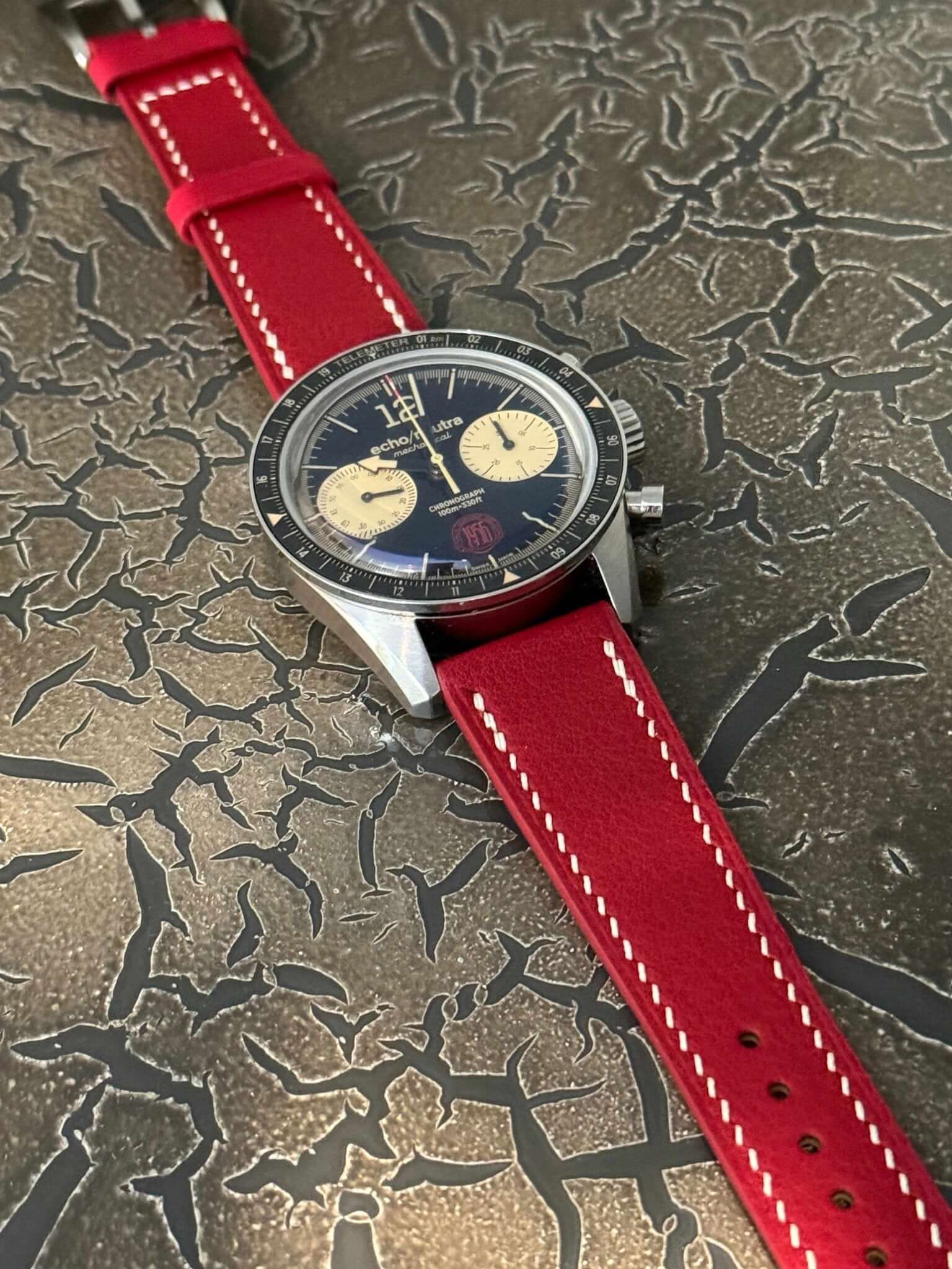 Red Grand Cavalier Cuir Watch Strap - Image 3
