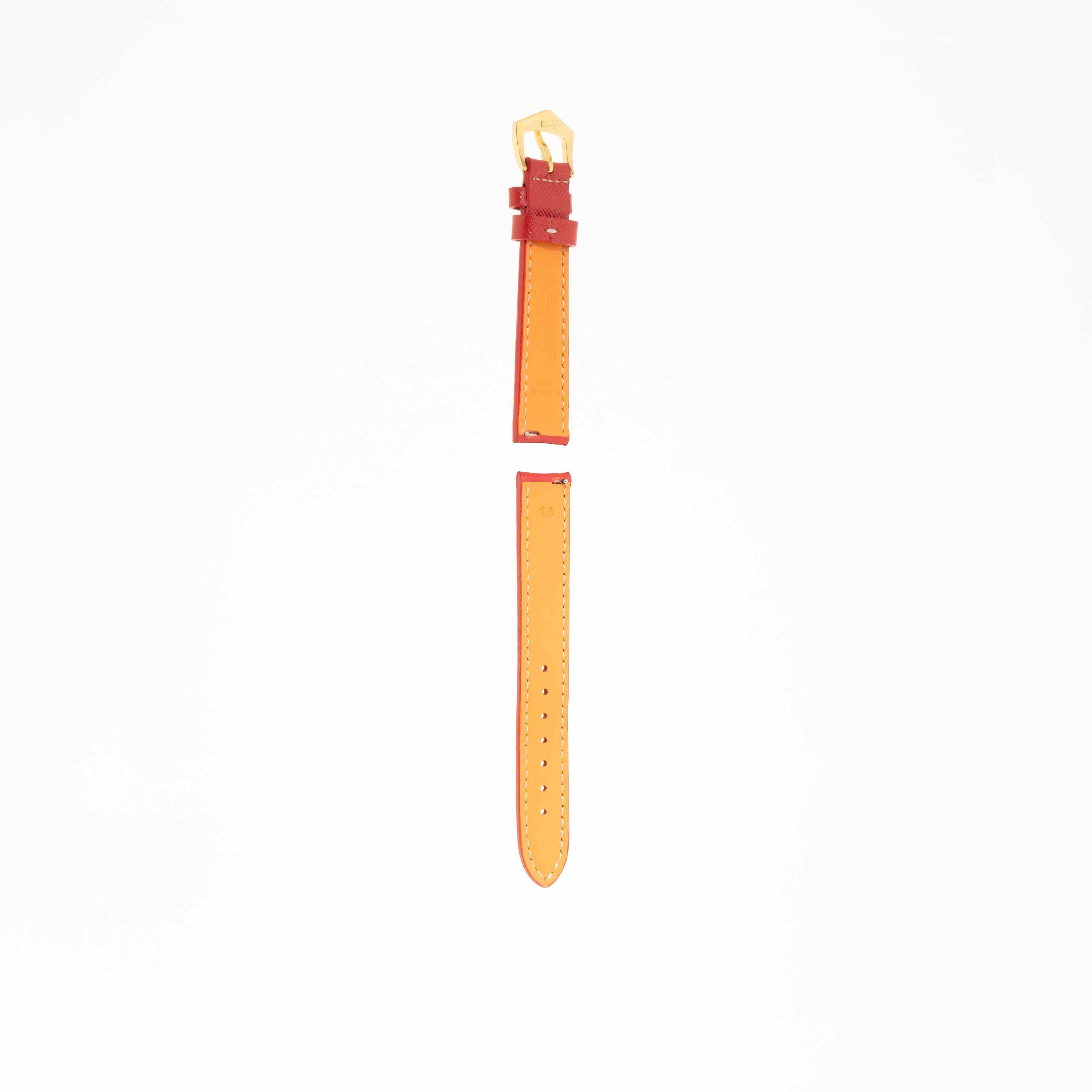 Red Hammered Calfskin Ecru Stitches Watch strap - Image 10