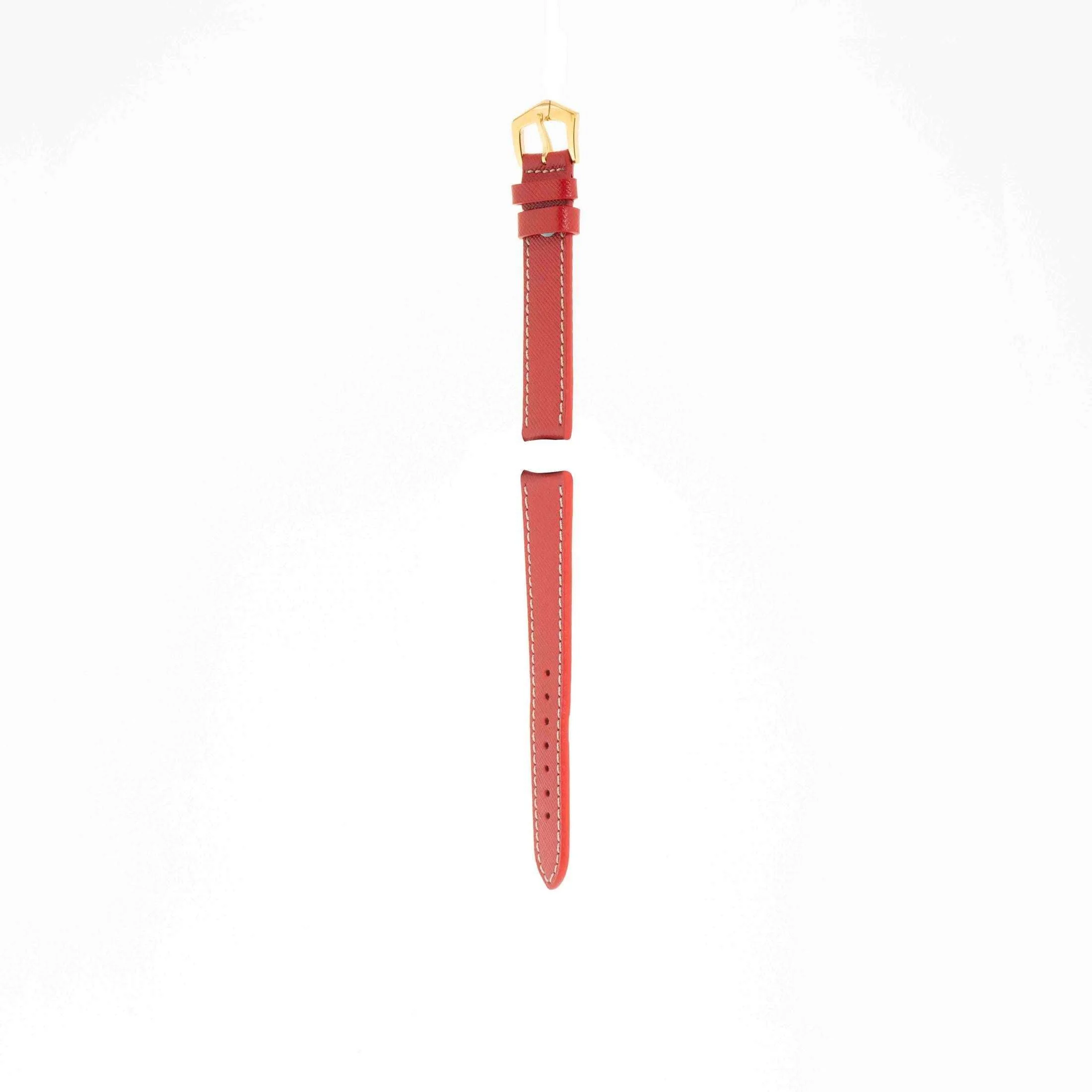 Red Hammered Calfskin Ecru Stitches Watch strap - Image 6