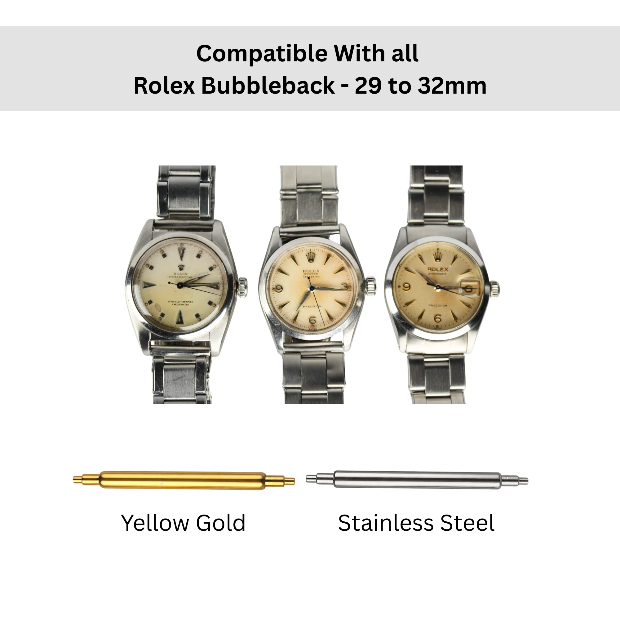 Rolex Bubbleback Spring Bars Premium Swiss Standard - One Pair - Image 2