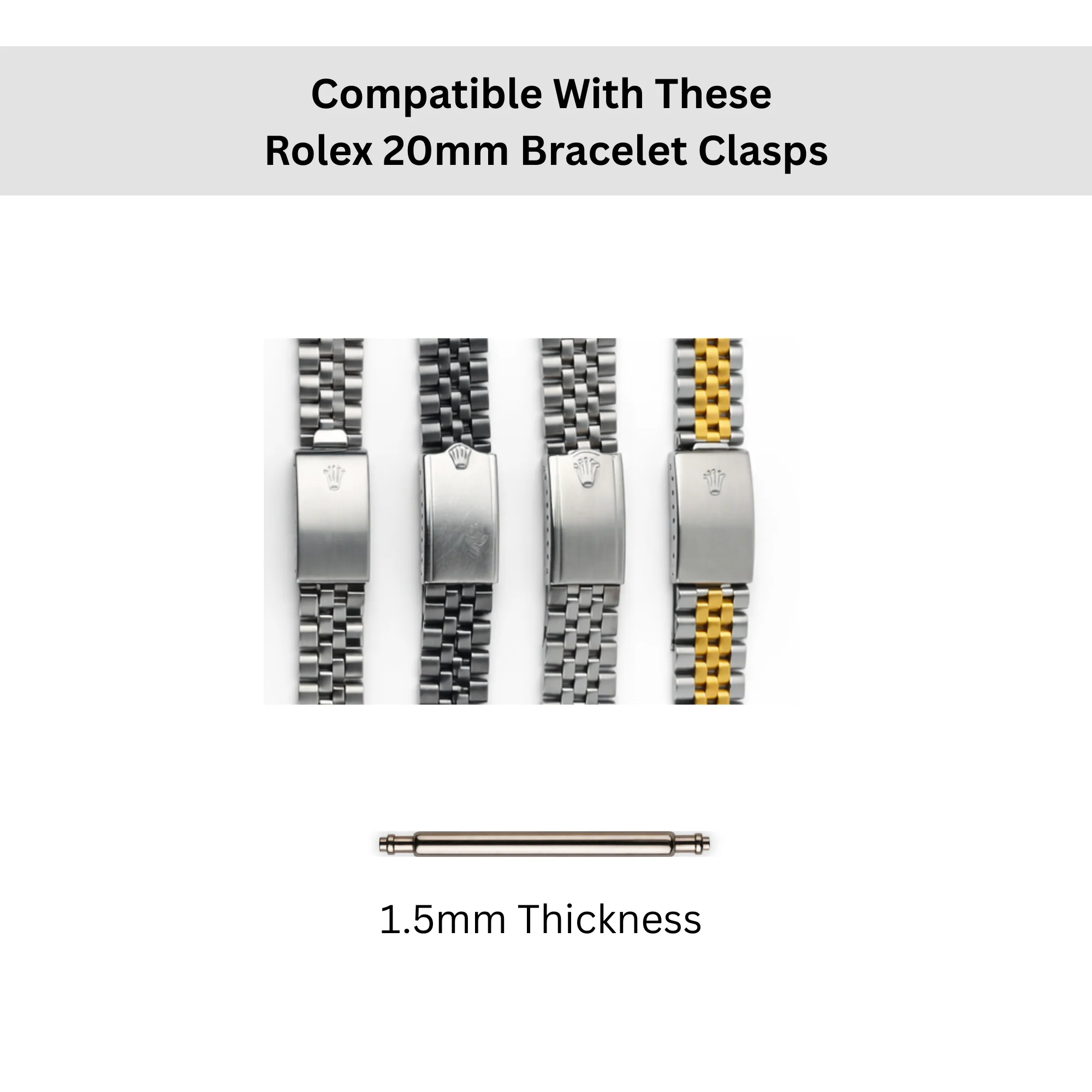 Rolex Buckle Clasp Spring Bar For Jubilee Bracelets 16mm- One Pair - Image 3