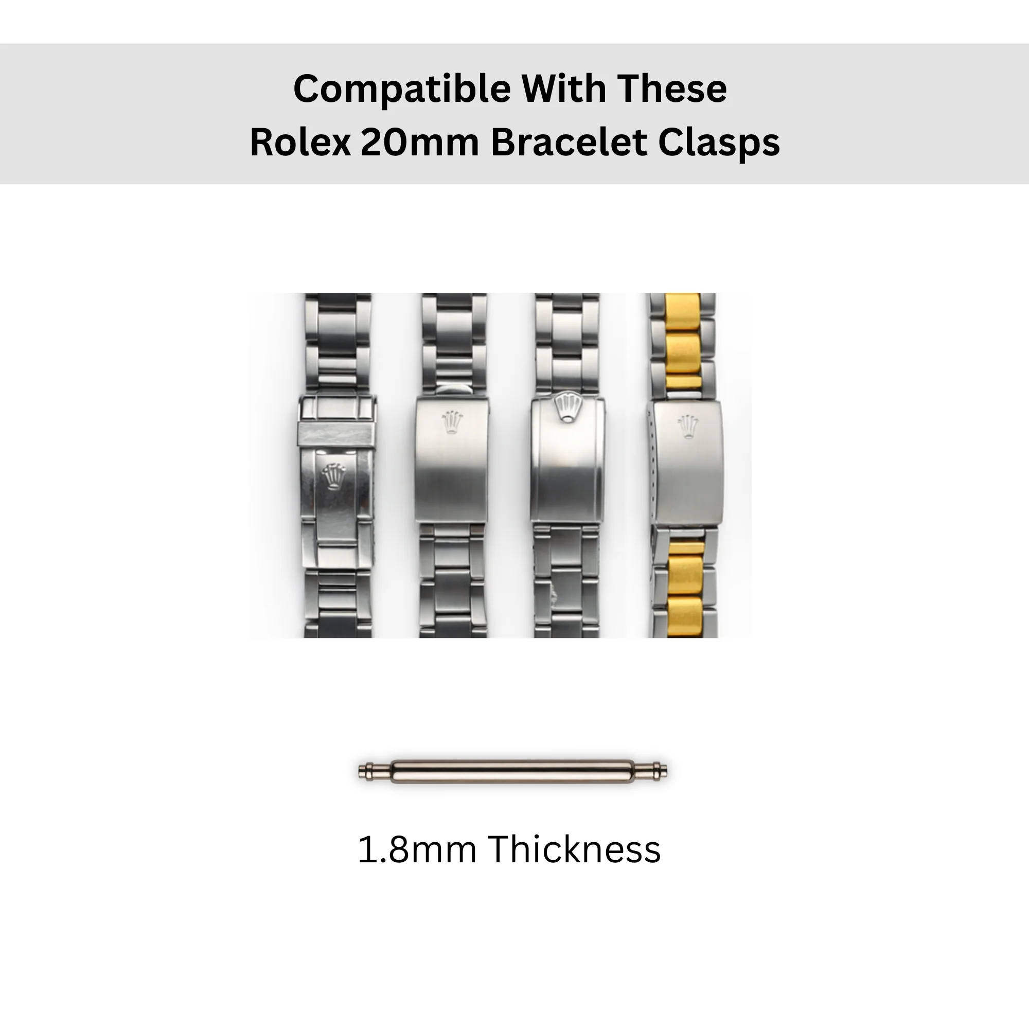 Rolex Buckle Clasp Spring Bar For Oyster Bracelets 16mm- One Pair - Image 3
