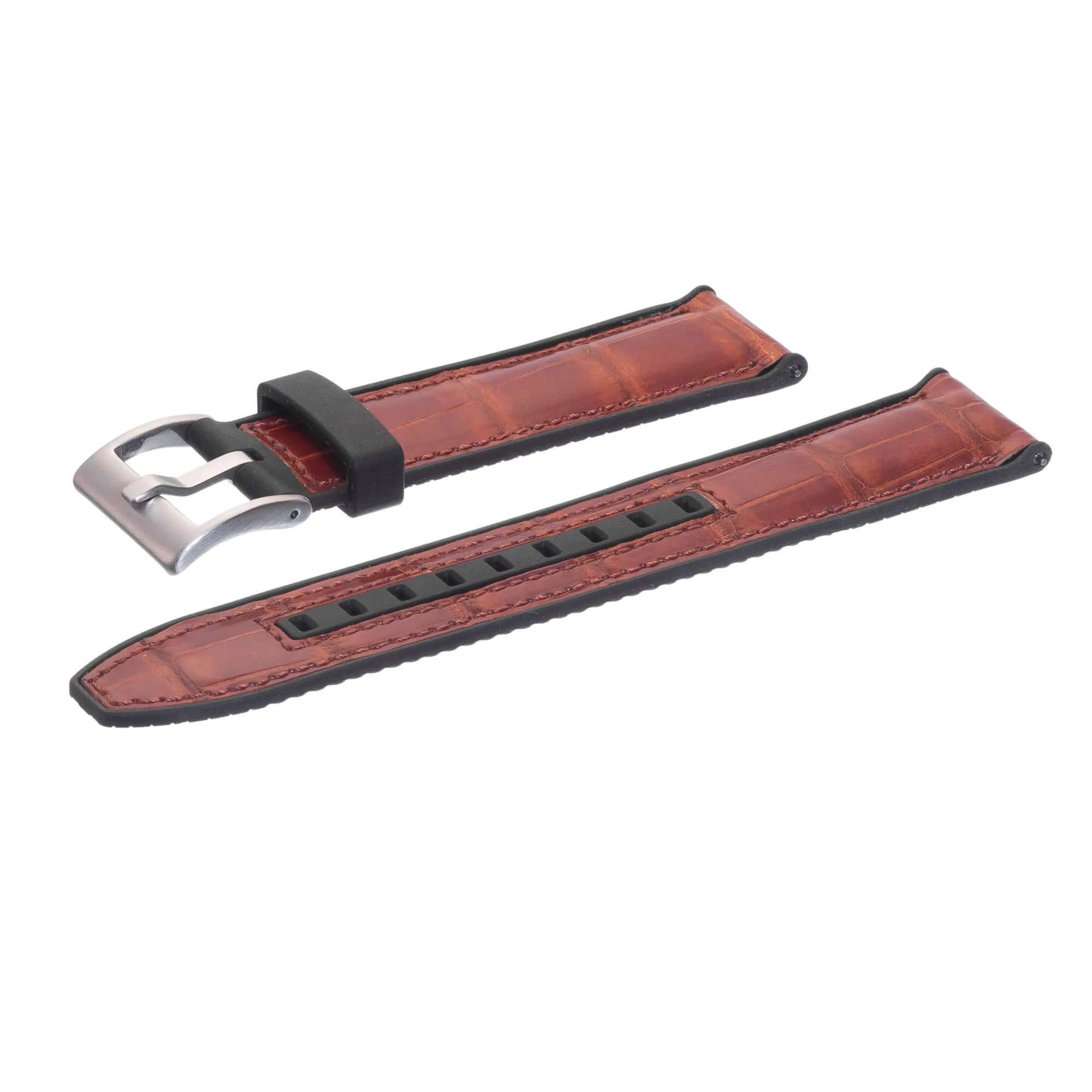 Rubber Cognac Glossy Alligator Watch Band - Image 3