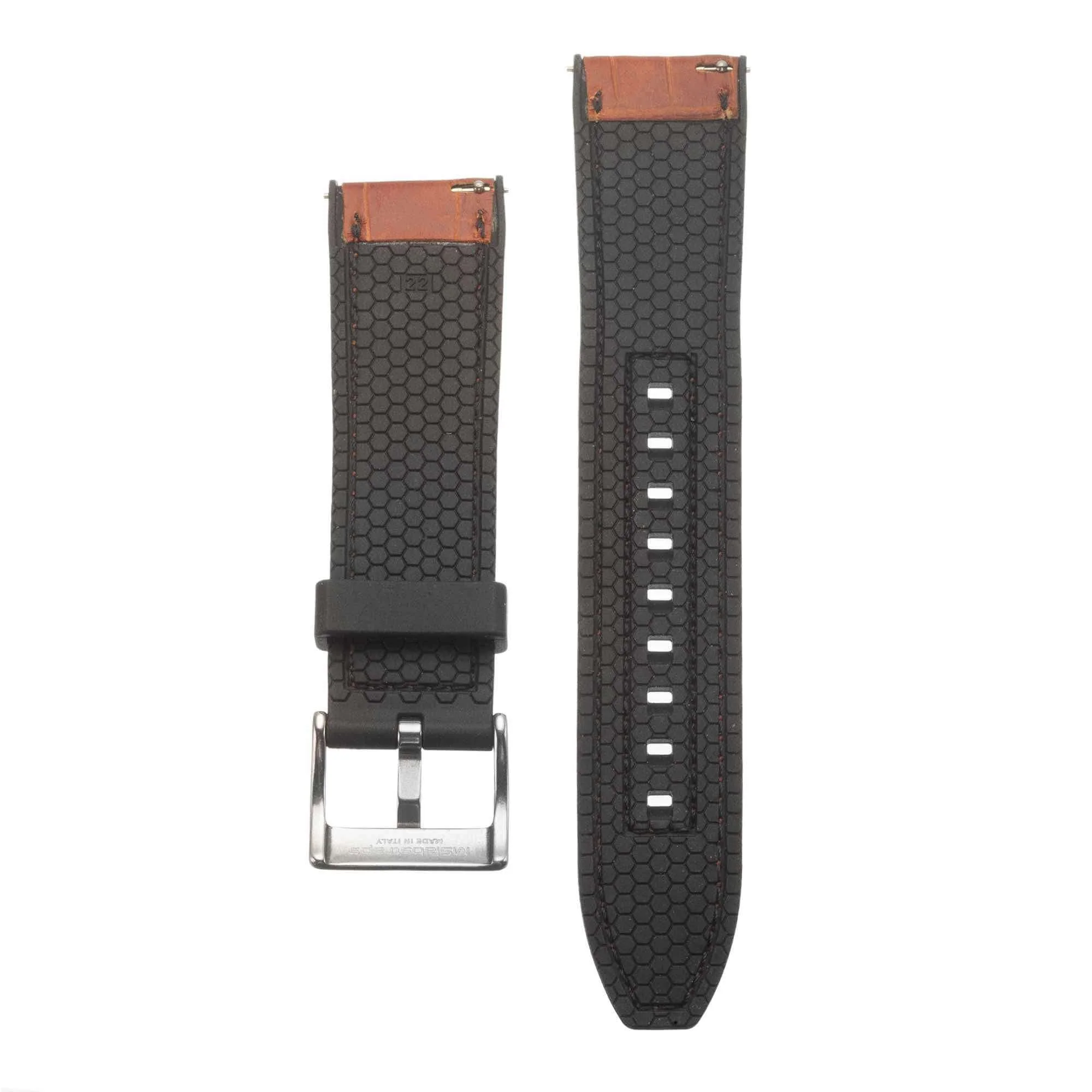 Rubber Cognac Glossy Alligator Watch Band - Image 4