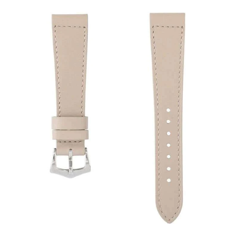 Taupe Calfskin Leather Watch Strap Box Stitches - Image 2