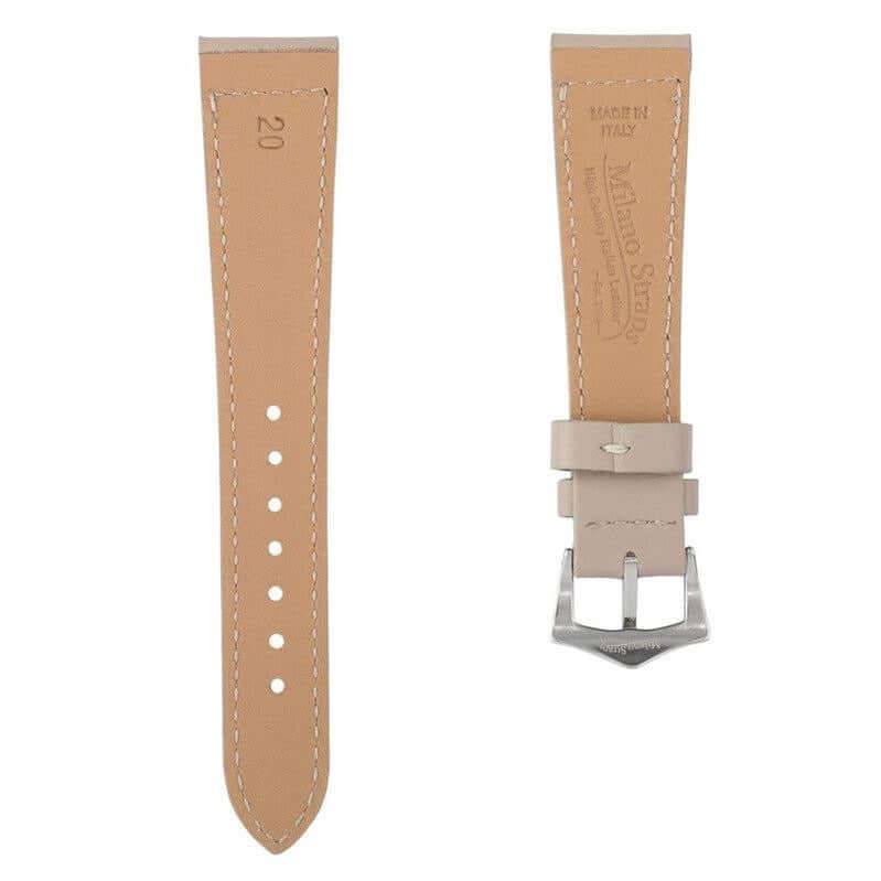 Taupe Calfskin Leather Watch Strap Box Stitches - Image 3