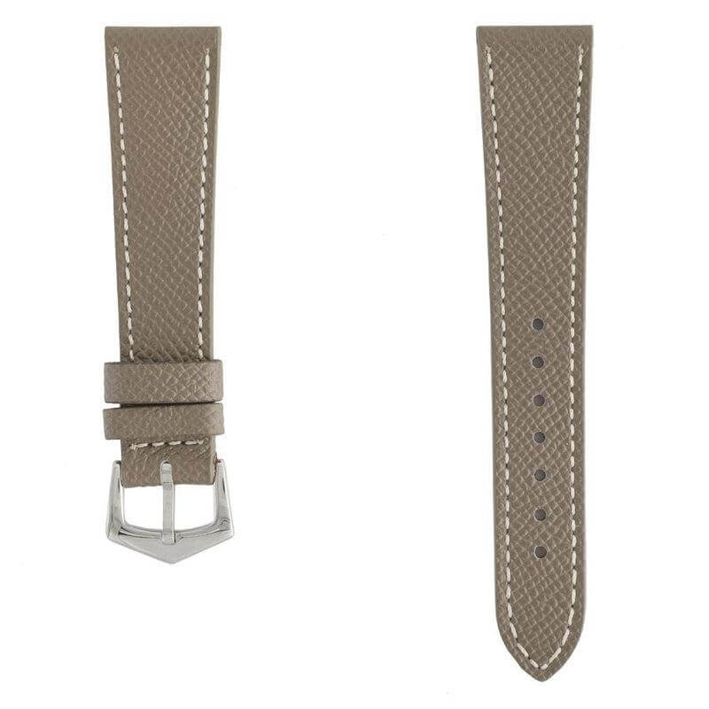 Taupe Hammered Calfskin Ecru Stitches Watch strap - Image 3