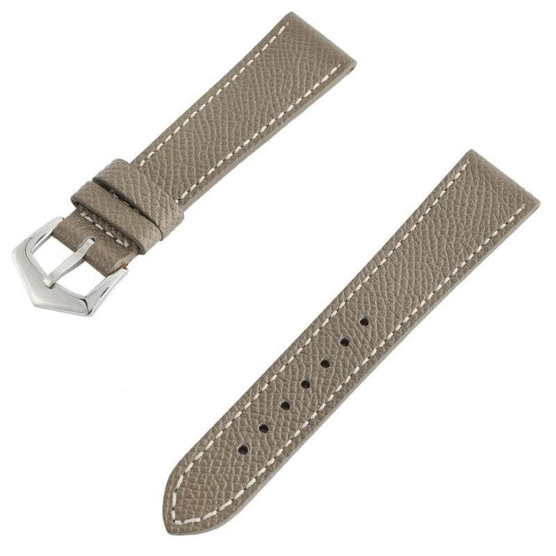 Taupe Hammered Calfskin Ecru Stitches Watch strap - Image 4