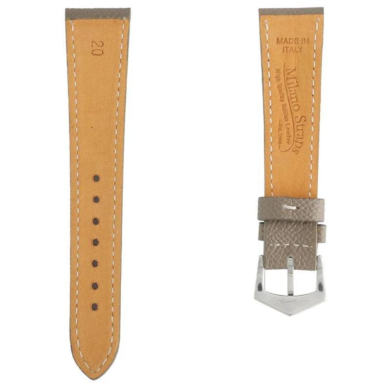 Taupe Hammered Calfskin Ecru Stitches Watch strap - Image 5