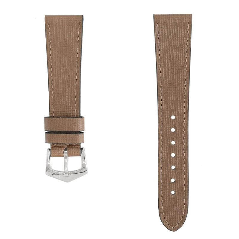 Taupe Saffiano Leather Watch Strap - Taupe Color - Image 2