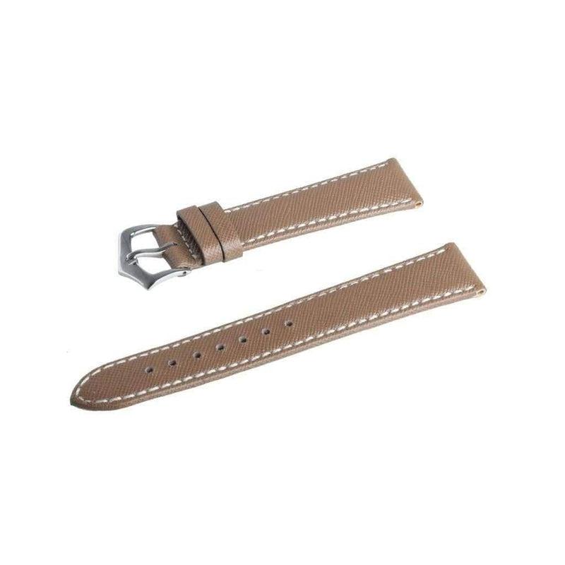 Taupe Saffiano Folded Edge White Stitches Watch Strap - Image 3