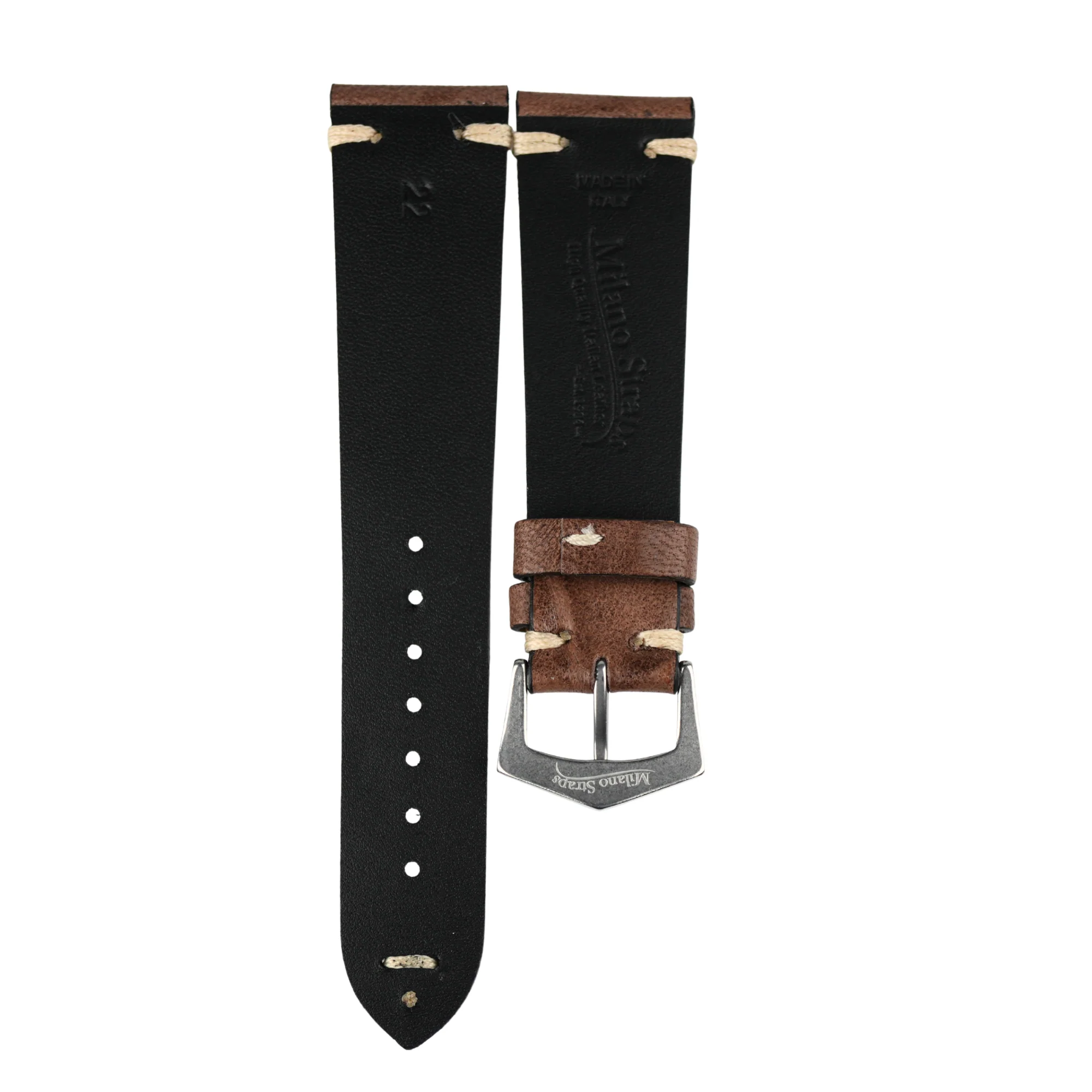 c Taupe Vintage Leather Watch Strap - Image 3
