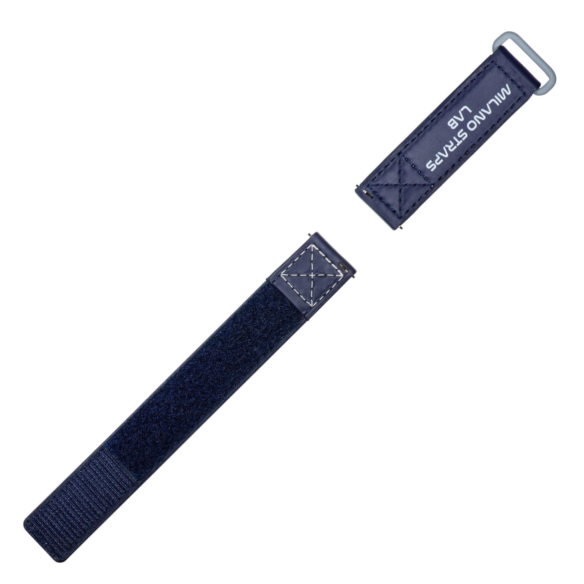 Blue Velcro® Watch Band Ecru Stitches 20mm - Image 4