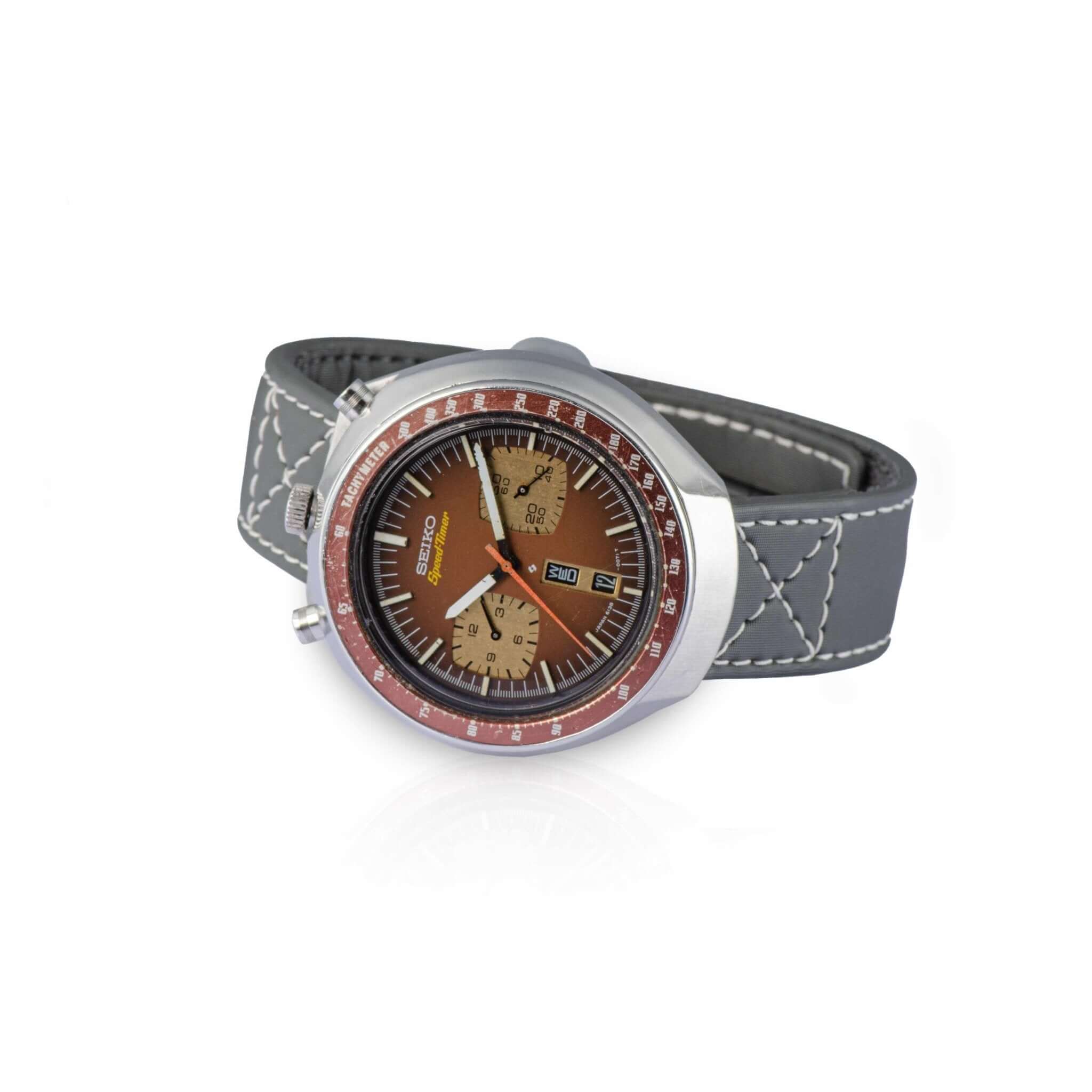 Grey Velcro® Watch Band Ecru Stitches 20mm - Image 3