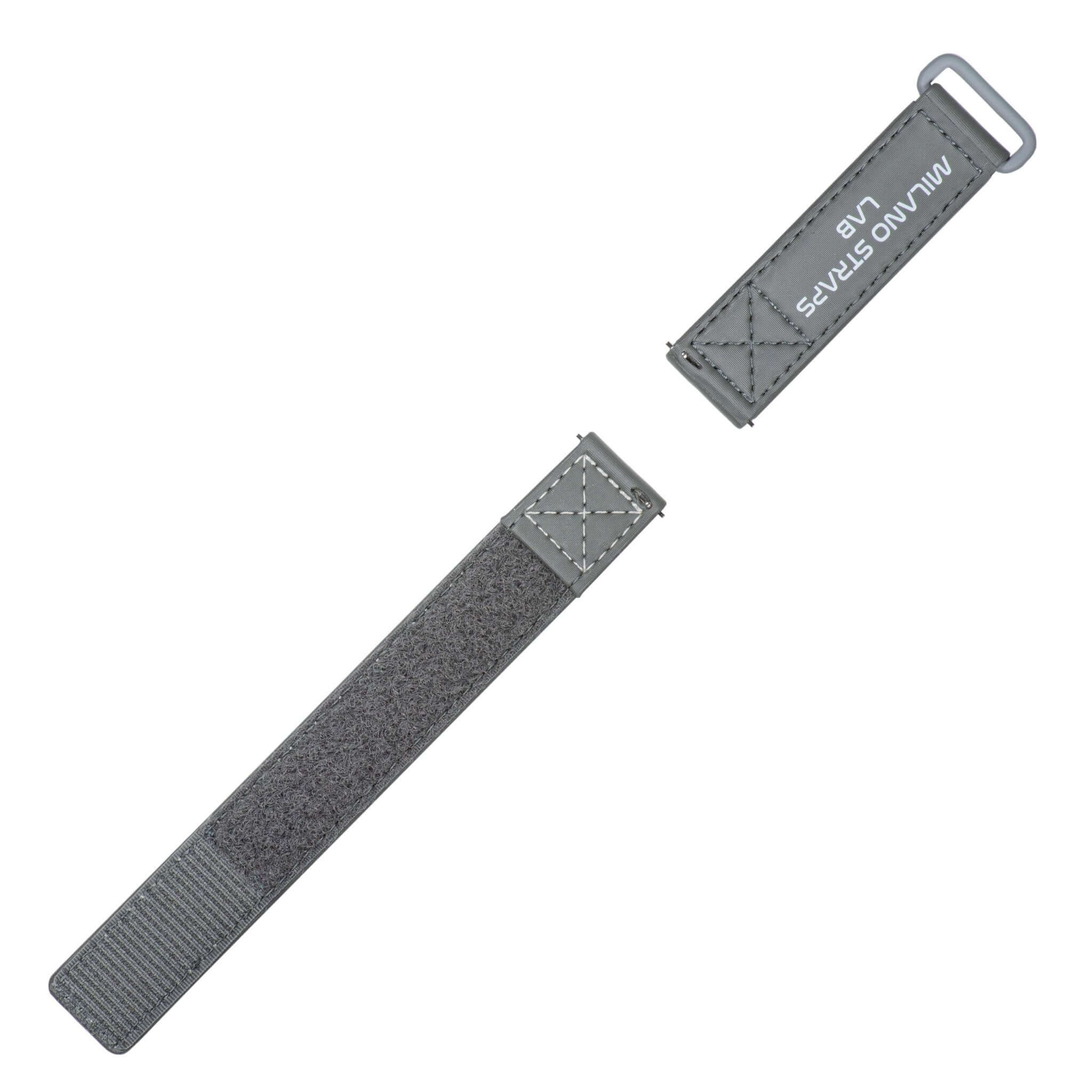 Grey Velcro® Watch Band Ecru Stitches 20mm - Image 4