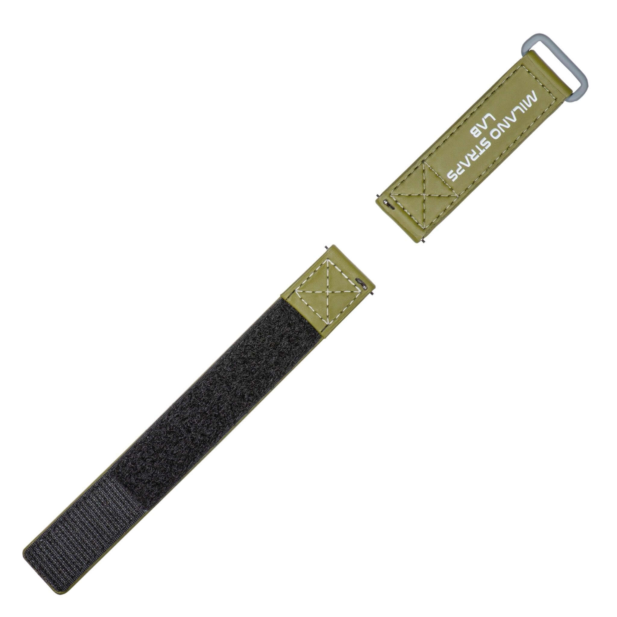 Green Velcro® Watch Band Ecru Stitches 20mm - Image 5