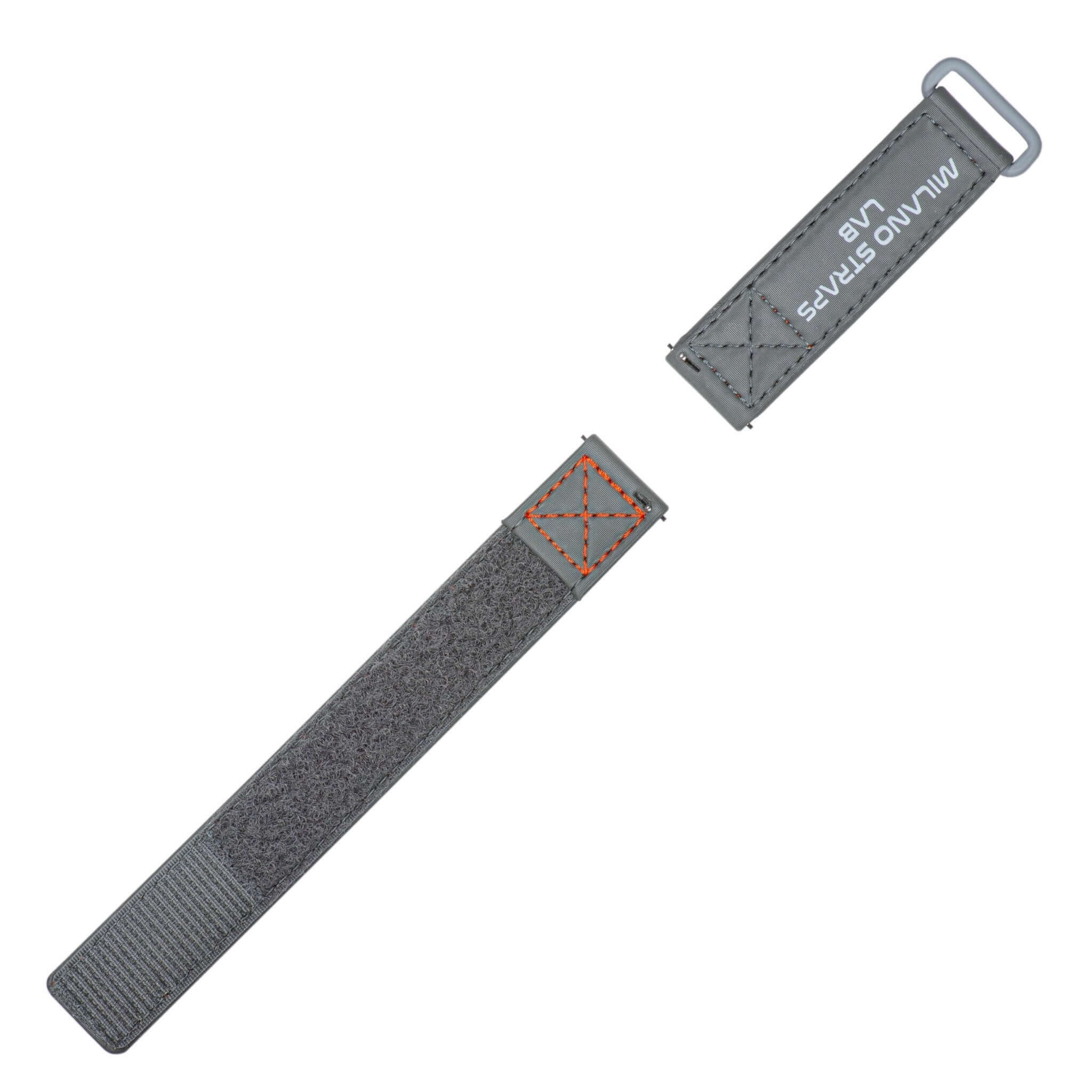 Grey Velcro® Watch Band Red Stitches 20mm - Image 7