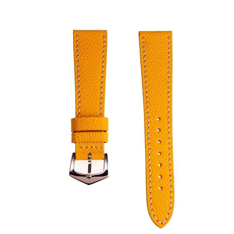 Yellow Hammered Calfskin Ecru Stitches Watch strap - Image 3