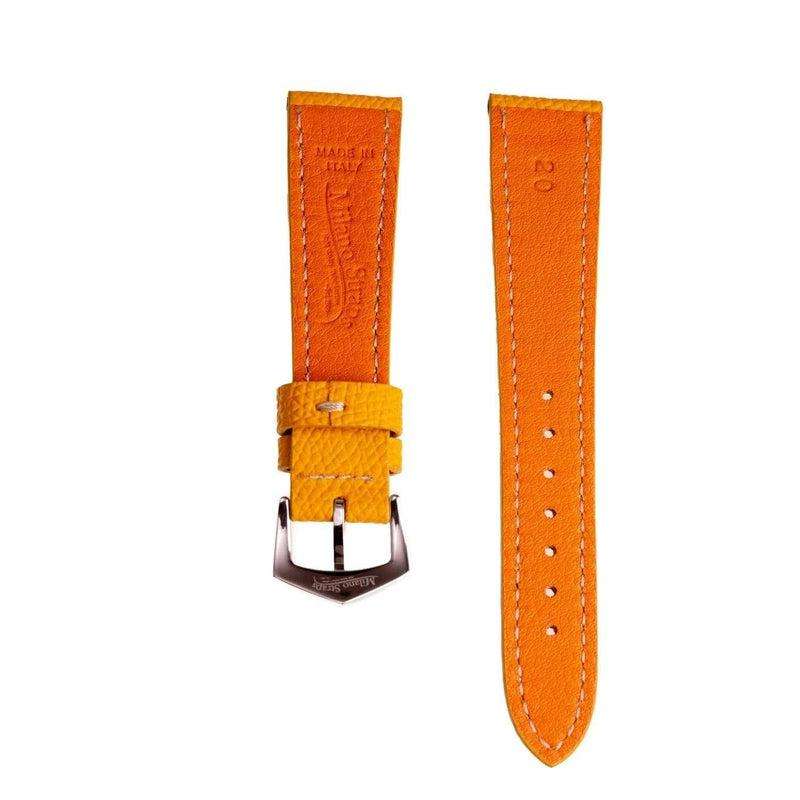 Yellow Hammered Calfskin Ecru Stitches Watch strap - Image 6